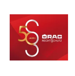 50 jahre örag rechtsschutz - jubiläumslogo mit goldener zahl 50.